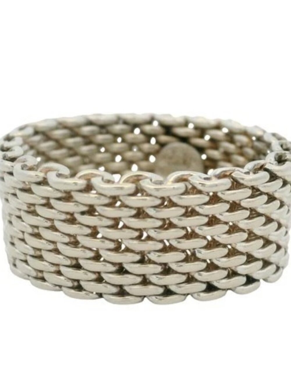 Retired Tiffany & Co Solid Sterling Silver Mesh Somerset 10mm Ring Size 11